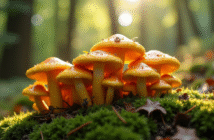 Champignons chanterelles et girolles dans la forêt