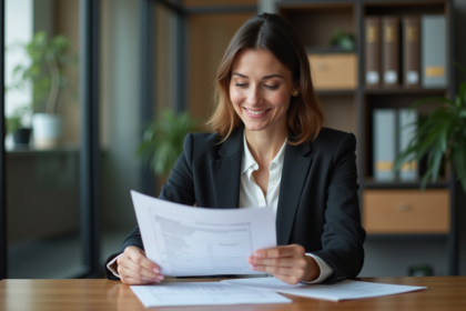 Femme d affaires en réunion immobiliere