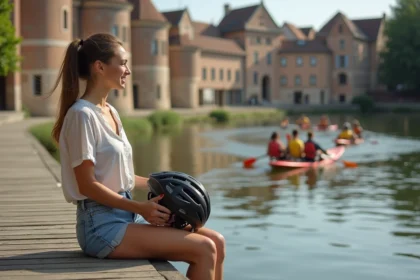 Femme souriante au bord de la Garonne à Toulouse