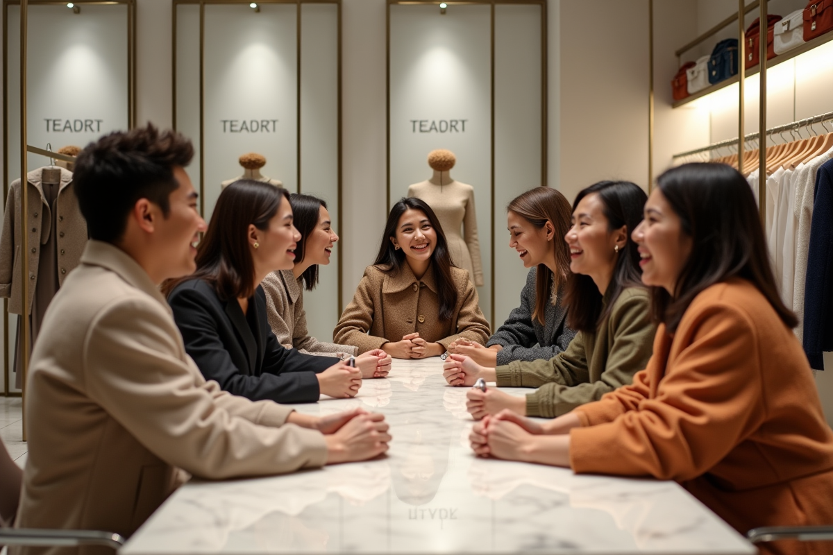 Groupe de jeunes dans une boutique de luxe