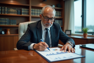 Homme d affaires indien examine un rapport économique