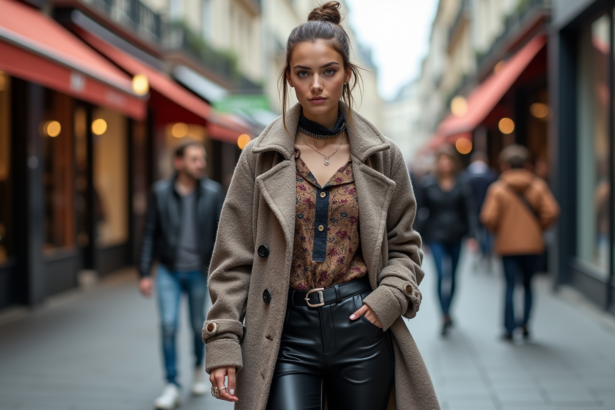 Jeune femme mode urbaine dans les rues de Paris