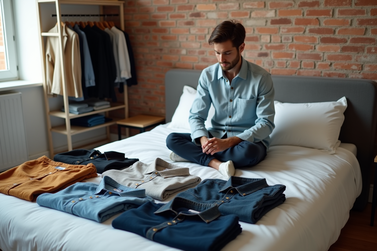 Jeune homme planifiant sa garde-robe minimaliste