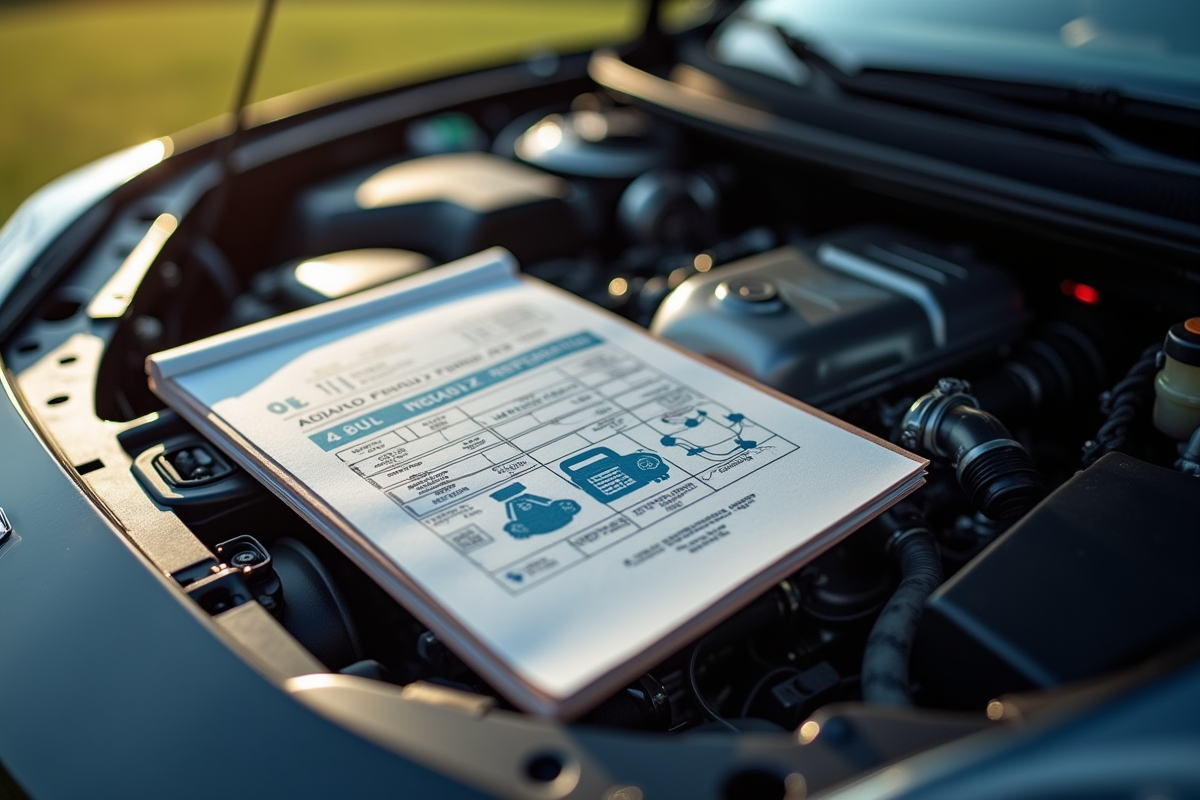 Détail du moteur avec document technique chevaux fiscaux