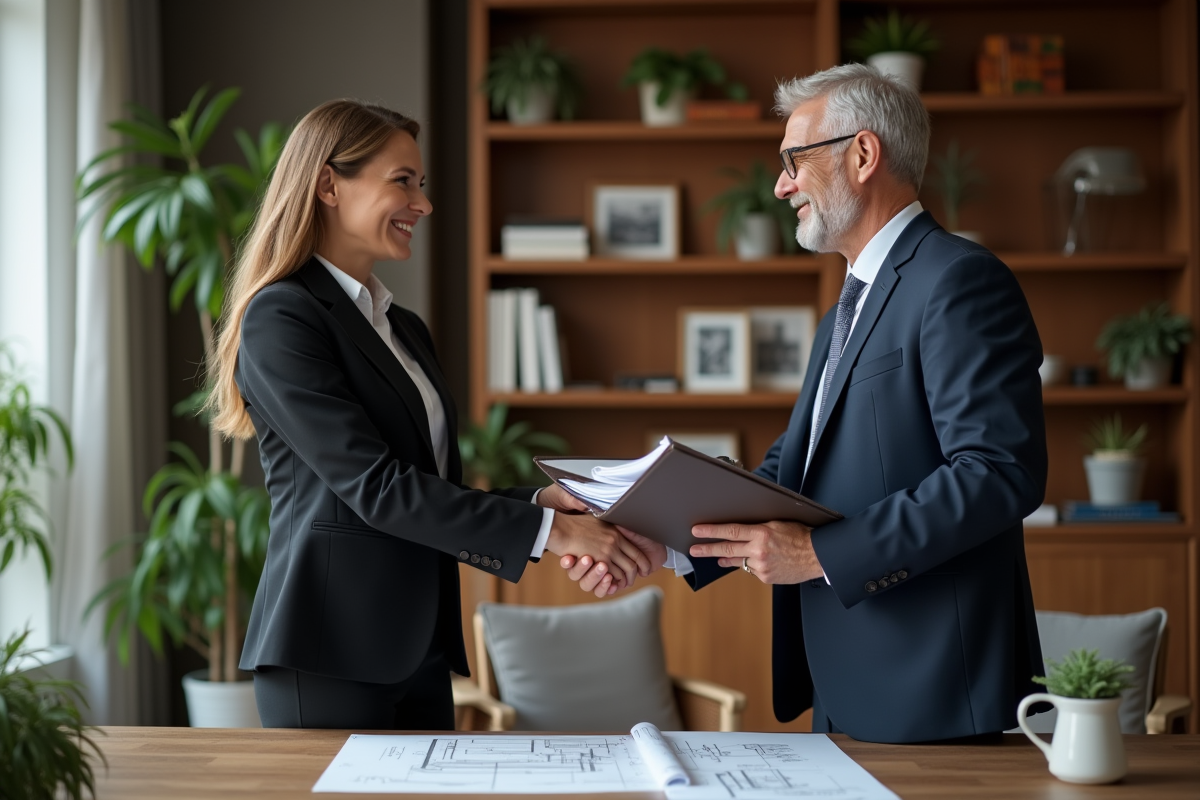 Notaire serrant la main d