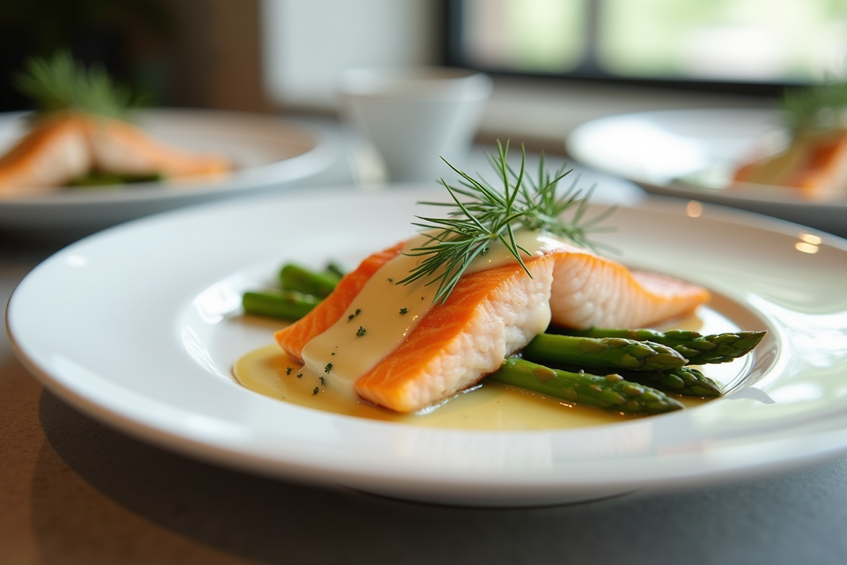Saumon poché avec sauce à l